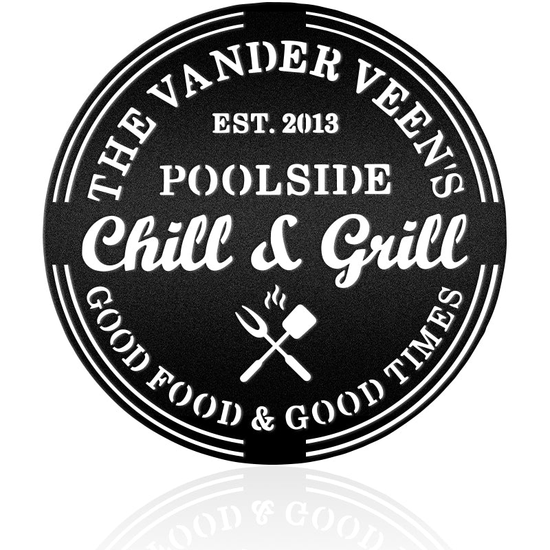 Poolside Chill & Grill Swimming Decoration Metal Wall Art