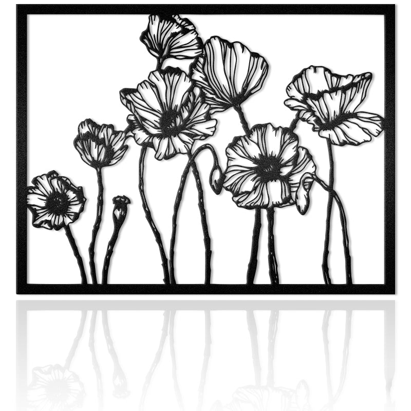 Poppy Flowers Wall Sculpture Metal Wall Art Decor