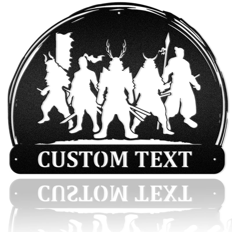 Samurai Warriors In The Sunset Metal Wall Art