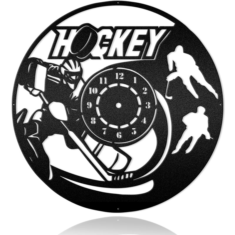 Hockey Player Wall Clock Metal Wall Art