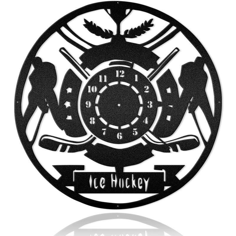 Ice Hockey Wall Clock Metal Wall Art