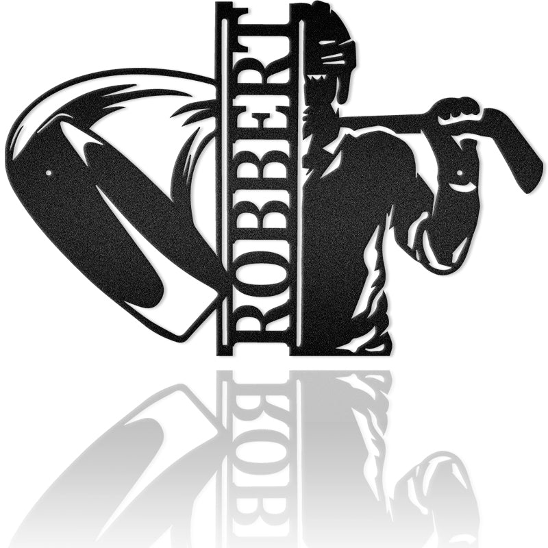 Hockey Player Metal Wall Art