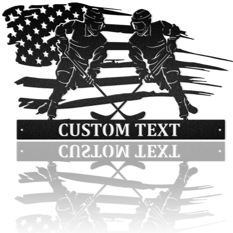 Hockey Player Custom Name Metal Wall Art