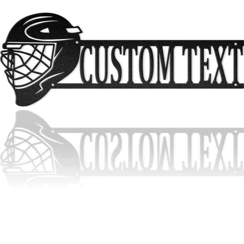 Hockey Player Helmet Metal Wall Art