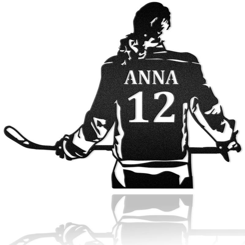 Hockey Girl Custom Name Metal Wall Art