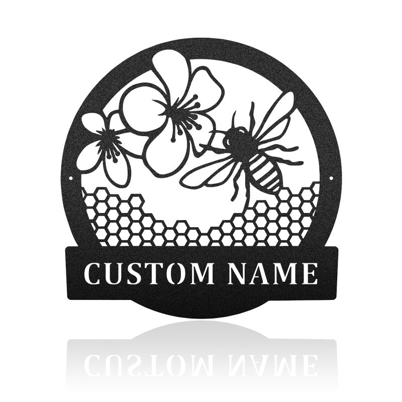 Bee Sign Custom Name Metal Wall Art