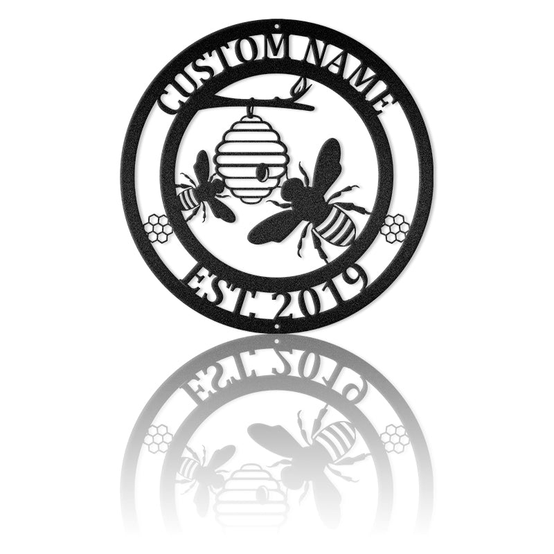 Bee Sign Custom Name Sign Metal Wall Art