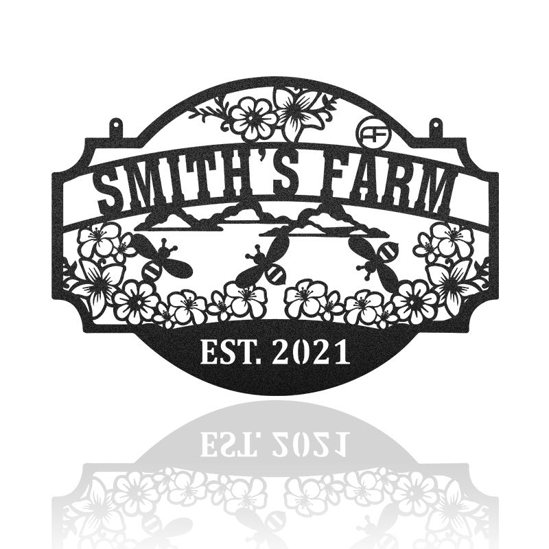 Bee Farm Custom Name Sign Metal Wall Art