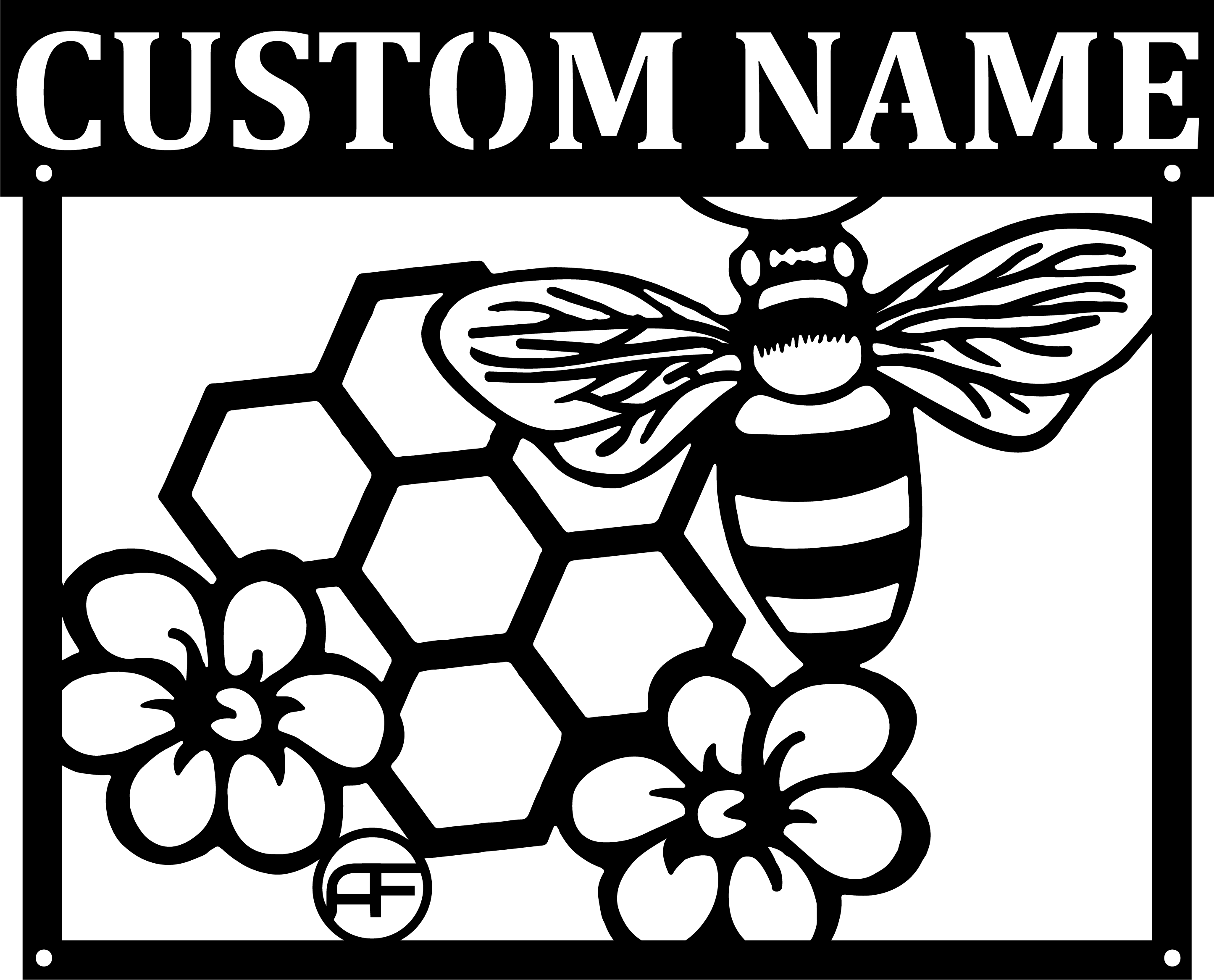 Bee Farm Custom Name Sign Metal Wall Art