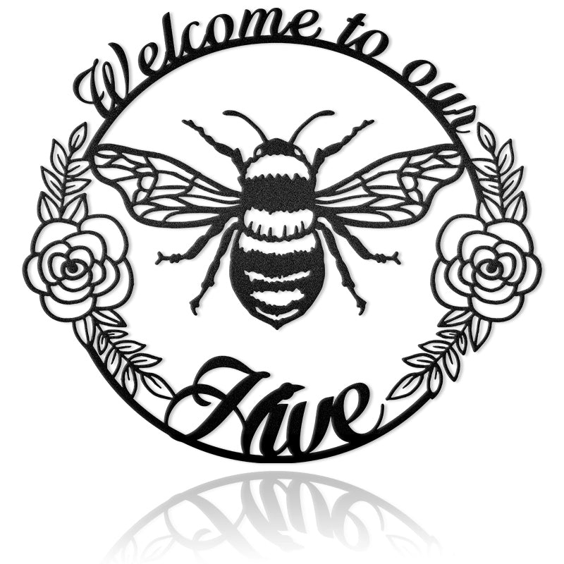Bee Welcome Sign Metal Wall Art
