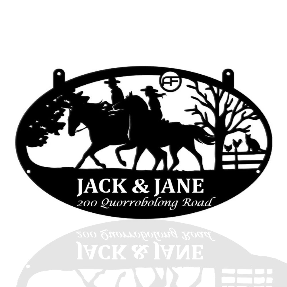 Couple Riding Horses Metal Wall Art