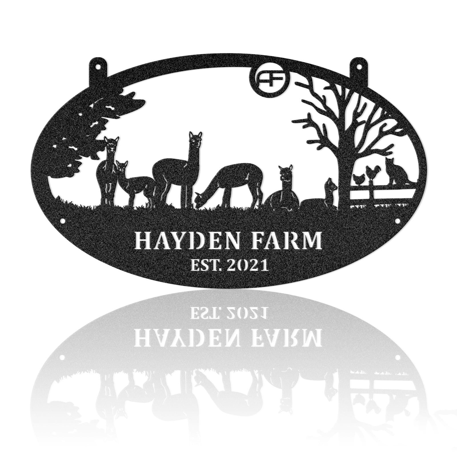 Alpaca Farm Sign Metal Wall Art