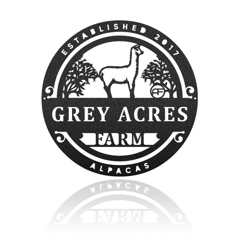 Alpaca Farm Sign Metal Wall Art
