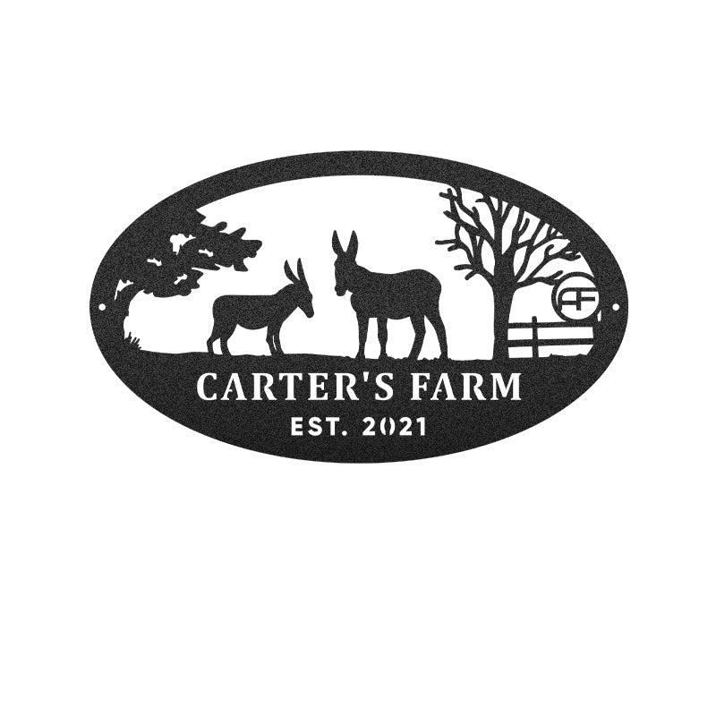 Donkey Farm Sign Metal Wall Art