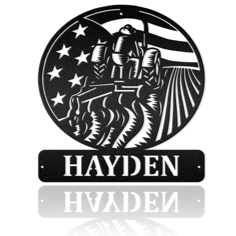 Tractor Man Personalized Metal Wall Art