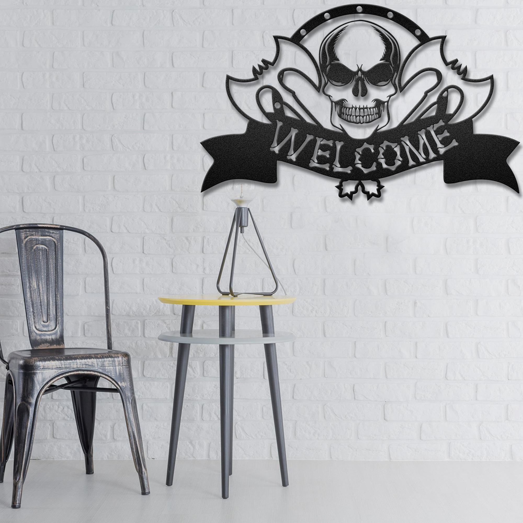 Second Life Welcome Skull Skeleton Skull Metal Wall Art