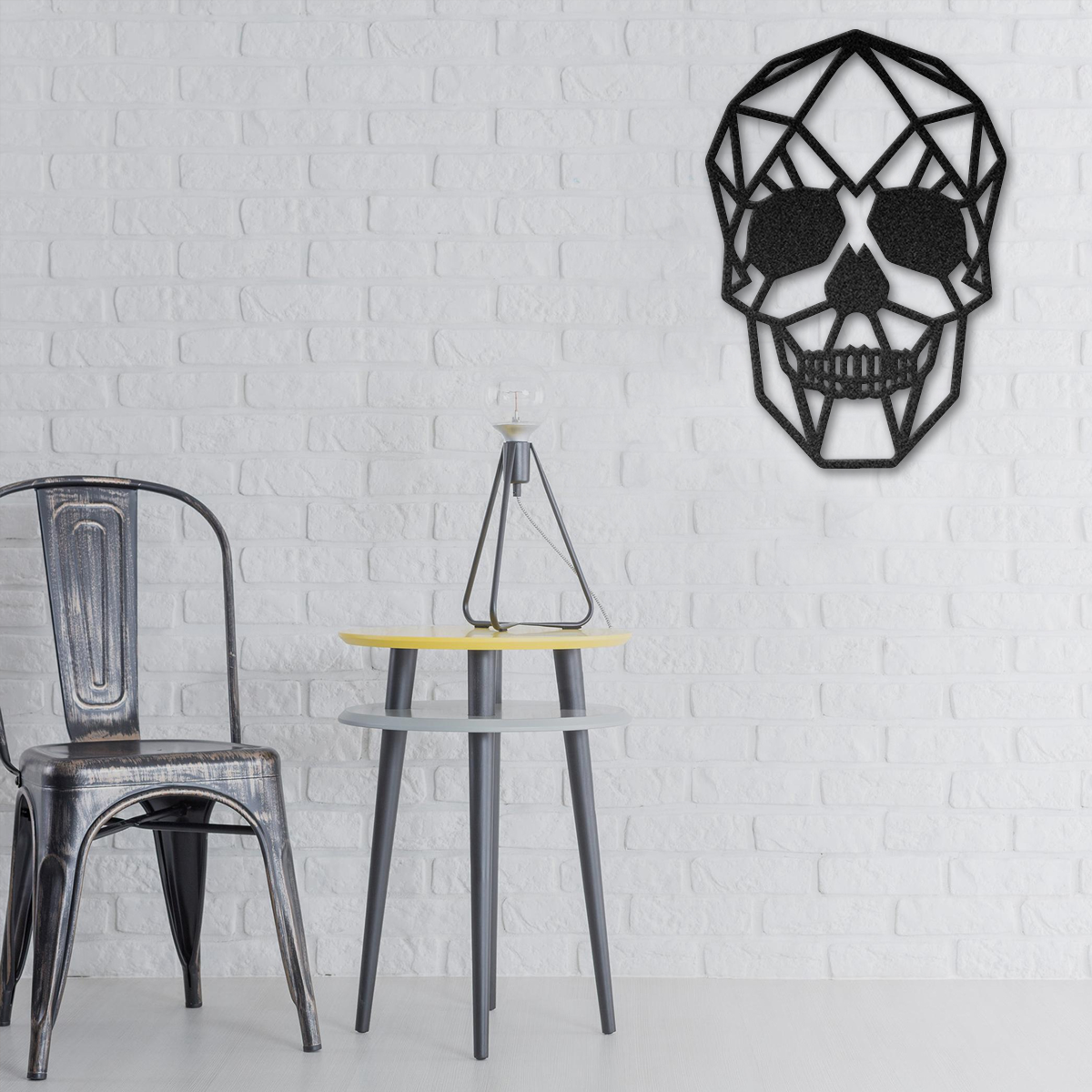 Skull Cross Lines Head Skeleton Skull Metal Wall Art