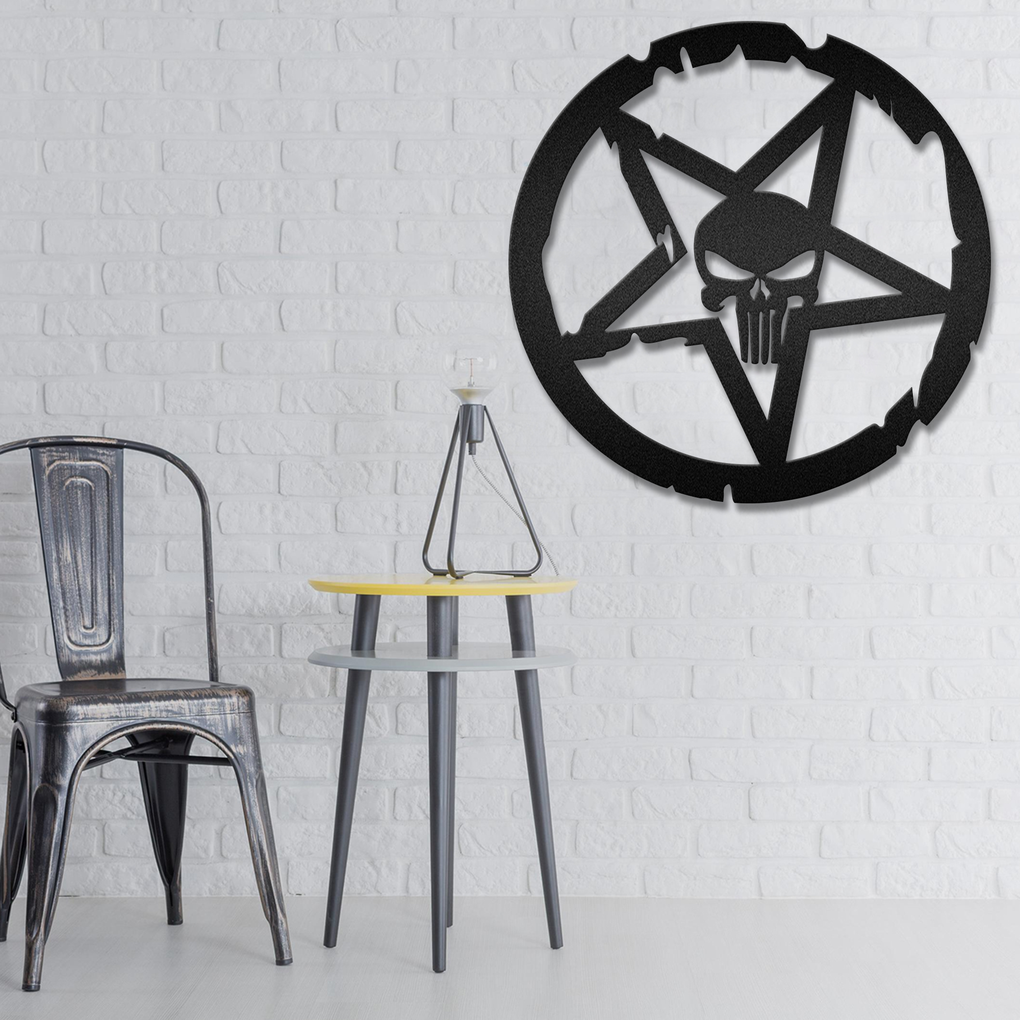 Star The Punisher Skull Skeleton Skull Metal Wall Art