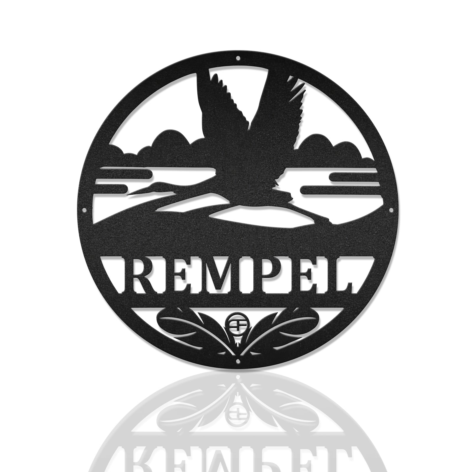 Stork Monogram Round Metal Birds Wall Art