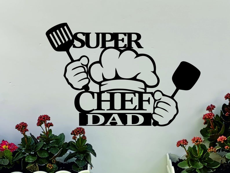 Super Chef Dad Customized Kitchen Metal Wall Art