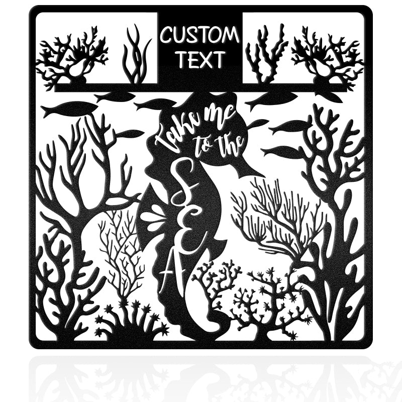 Take Me To The Sea Seahorse Coral Metal Wall Art