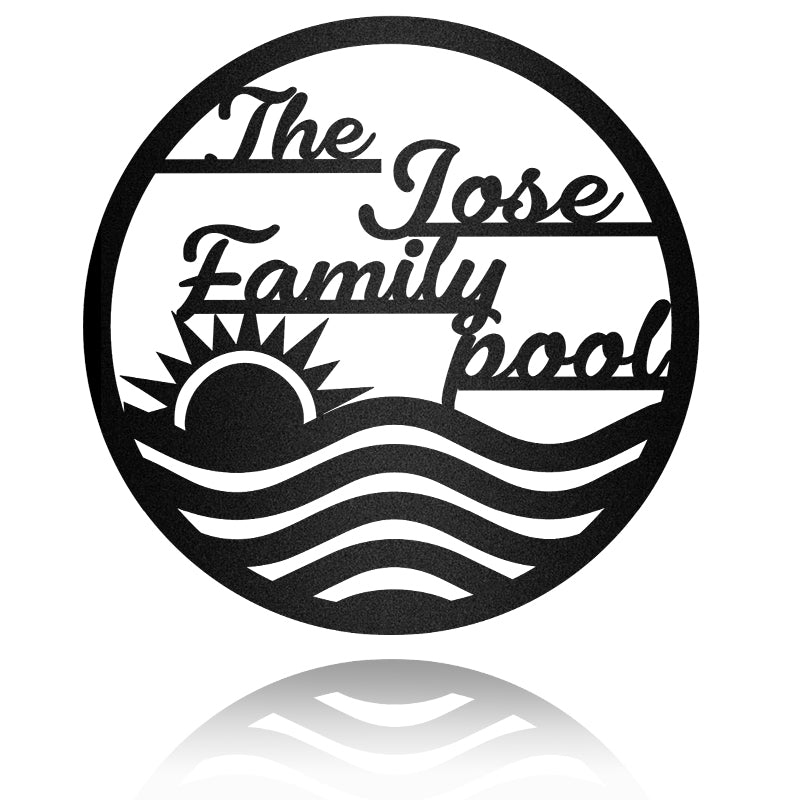 The Family Pool Swimming Decoration Metal Wall Art