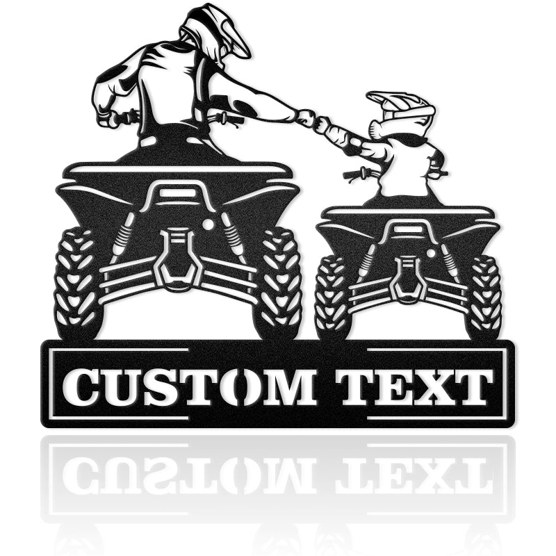 Four-Wheel Dad And Son Motorcycle Bike Gift For Dad Metal Wall Art