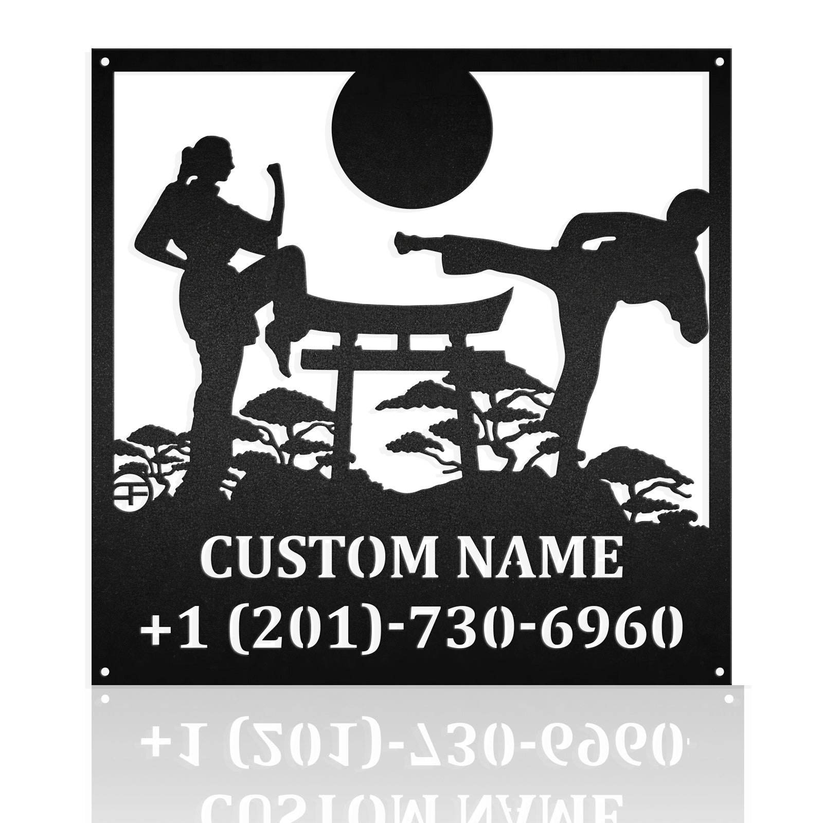 Couple Practicing Karate Martial Art Metal Wall Art