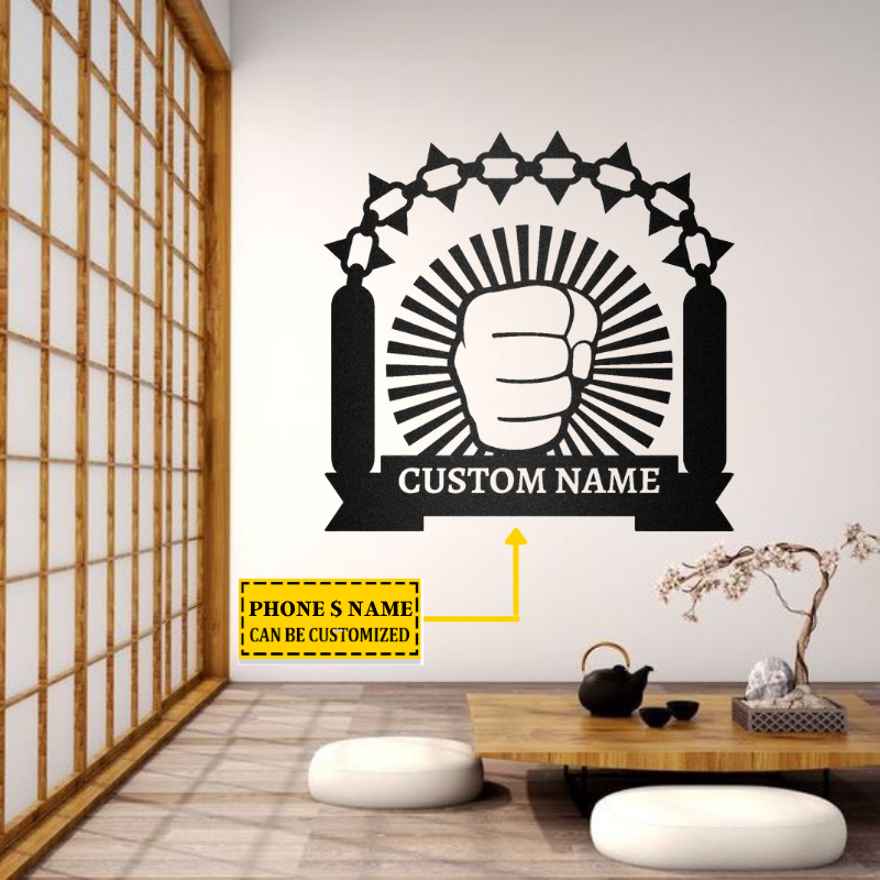 Steel Fist And Nunchak, Karate Metal Wall Art