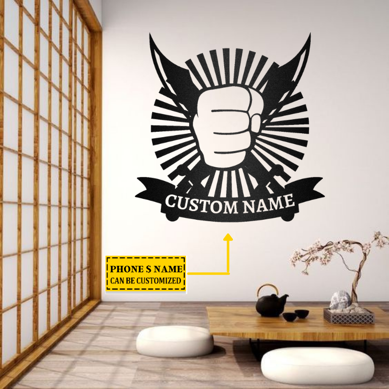 Steel Fist And Knife, Karate Metal Wall Art
