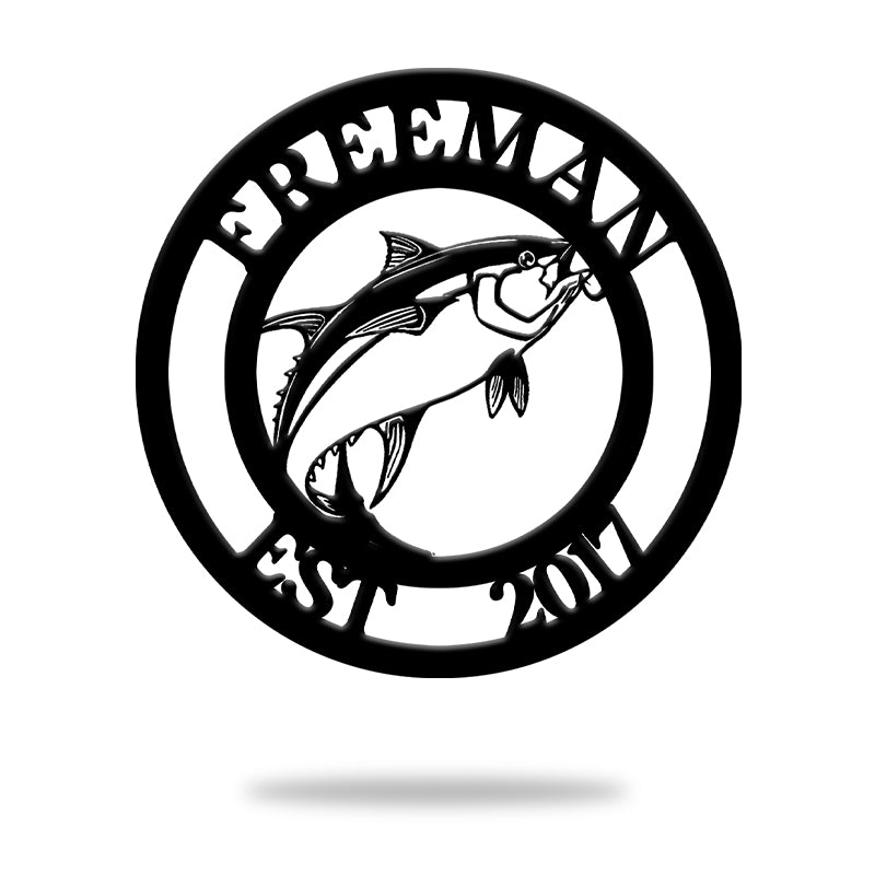 Customized Tuna Fishing Trout Name Sign Metal Wall Art Decor