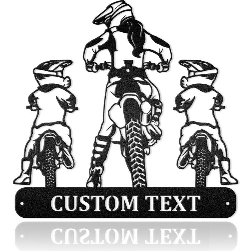 (Up To 4 Kids) Mom And Sons Motor Motorcycle Metal Wall Art