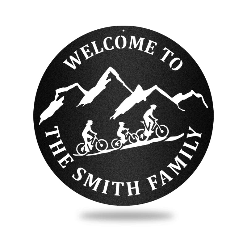 Mountain Bike Custom Family Welcome Home Metal Wall Art