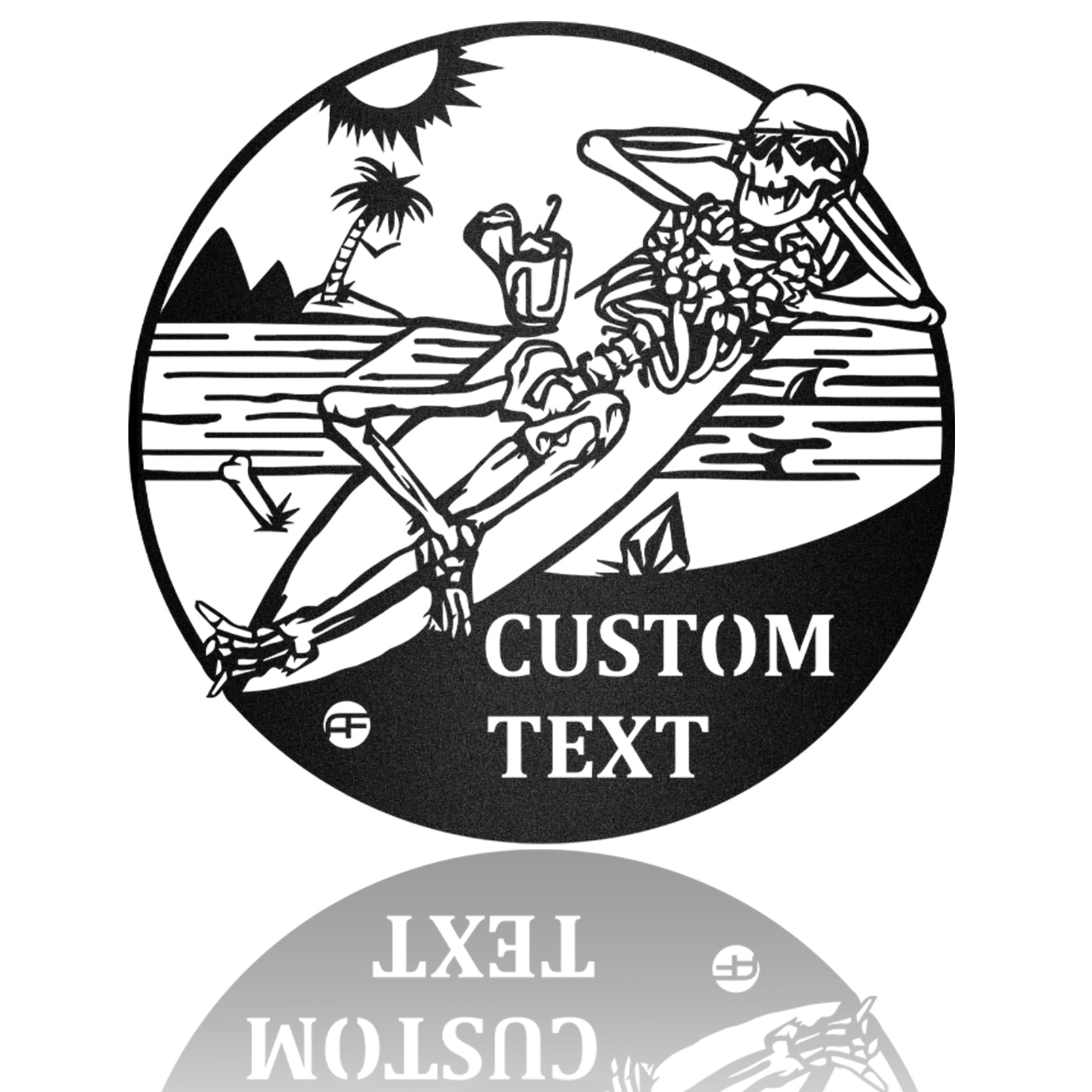 Surfin' Girl Skeleton Custom Metal Art Sign