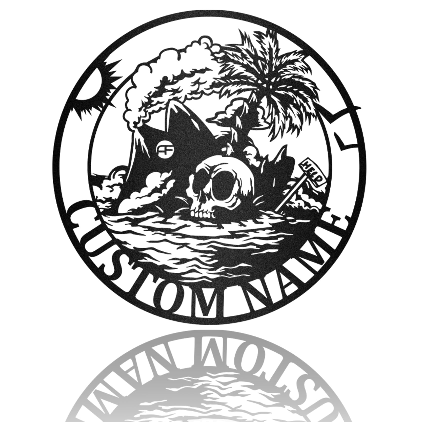 Surfing In Skull Island Metal Art Sign Metal Wall Art Decor