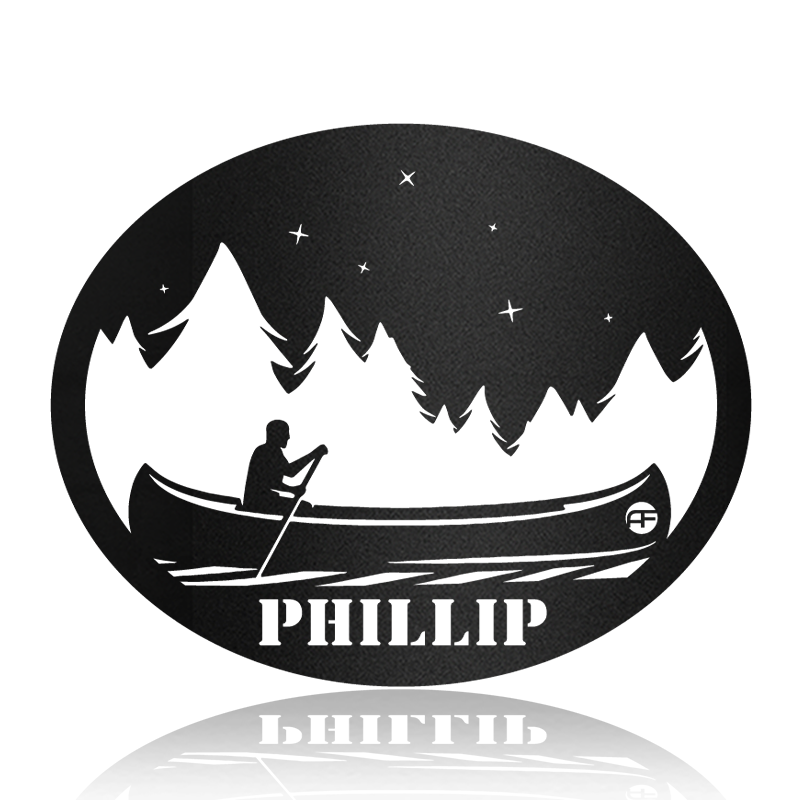 Kayaking Under The Starry Sky Metal Wall Art