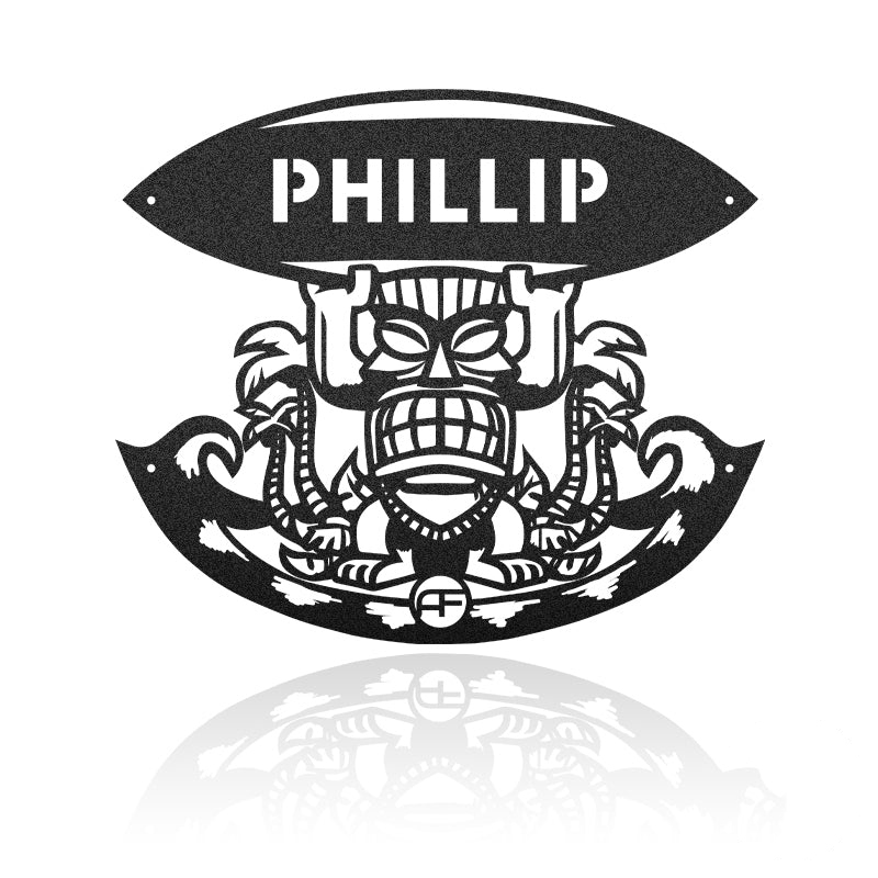 Hawaii Tiki Gone Surrfing Metal Wall Art