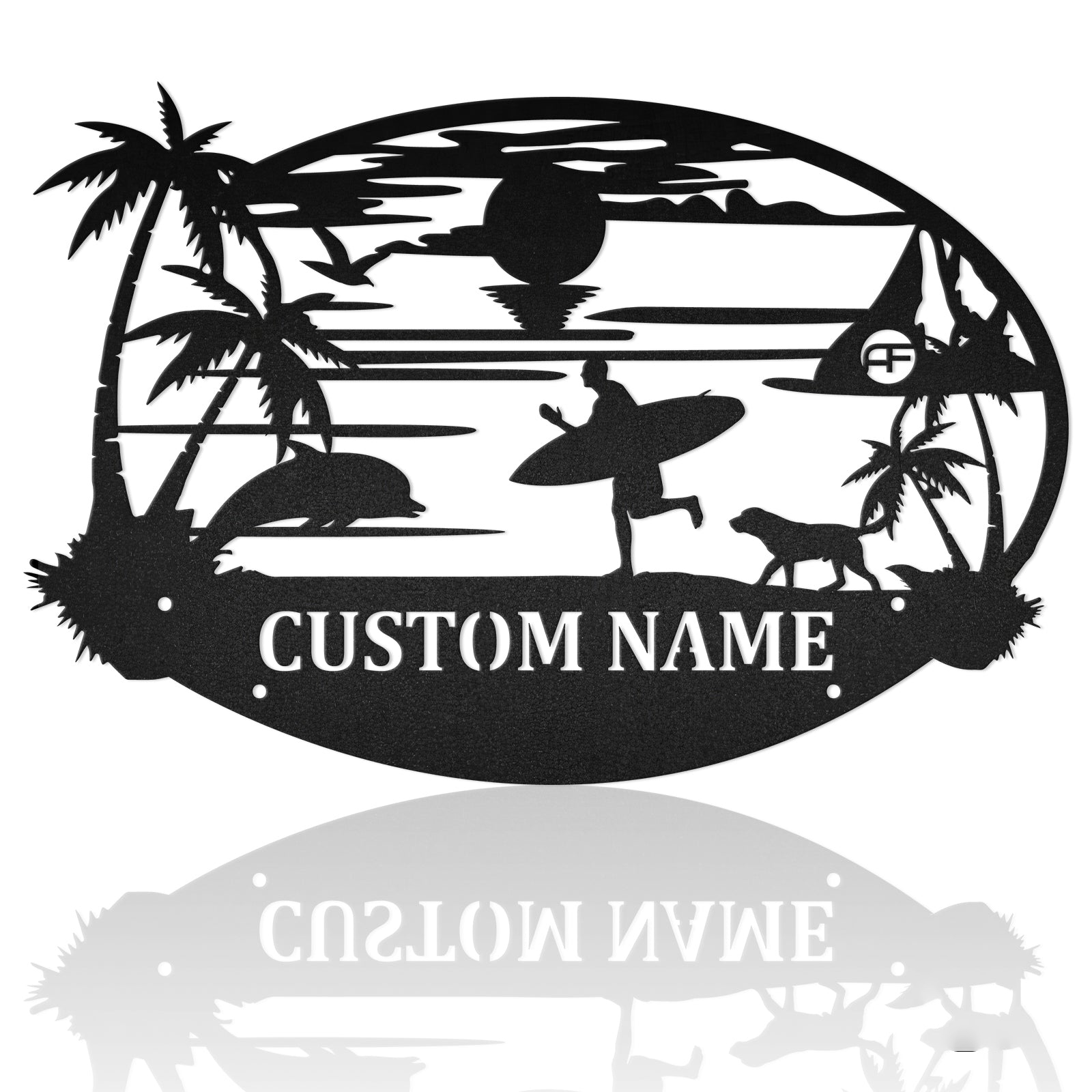 Surfing With My Dog Metal Art Sign