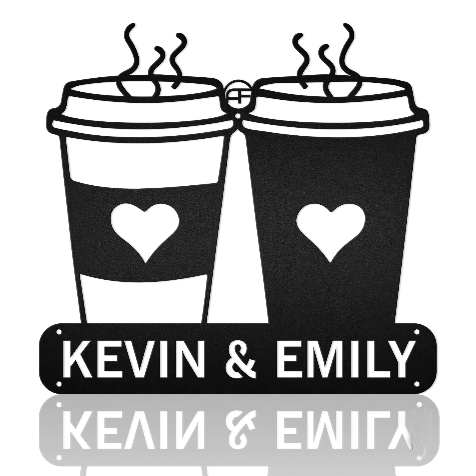 Couple Drinking Coffee Metal Wall Art