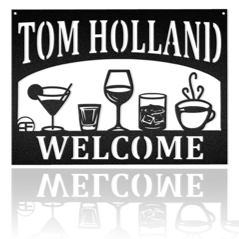 Coffee, Wine & Cocktail Metal Wall Art