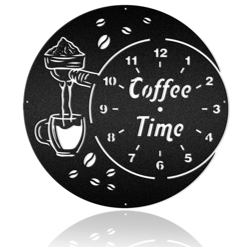 Coffee Time Metal Clock Metal Wall Art