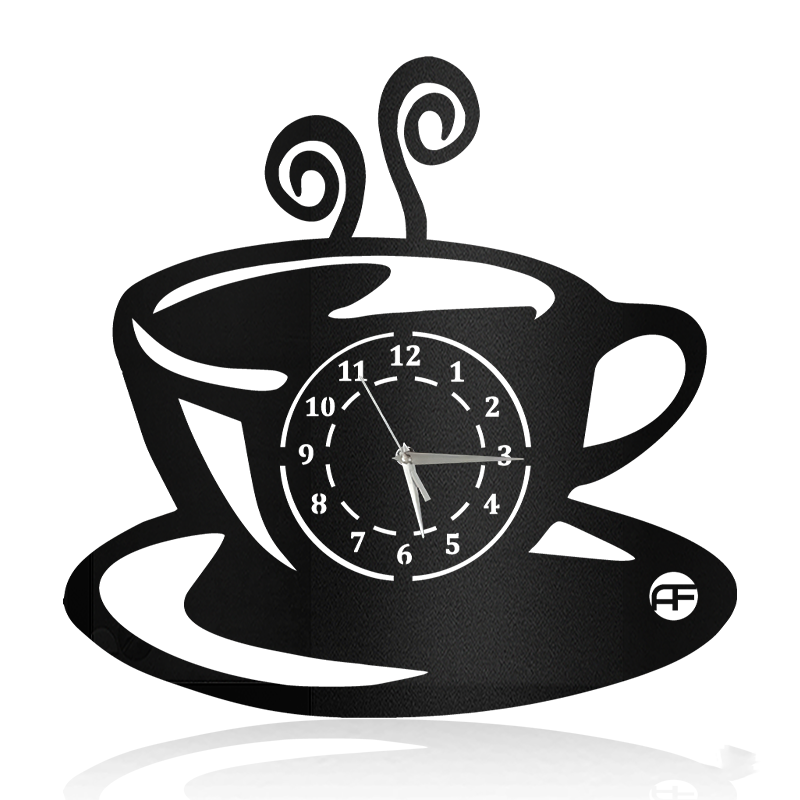 Coffee Cup Metal Clock Metal Wall Art