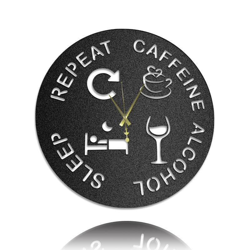 Coffee & Wine Metal Clock Metal Wall Art