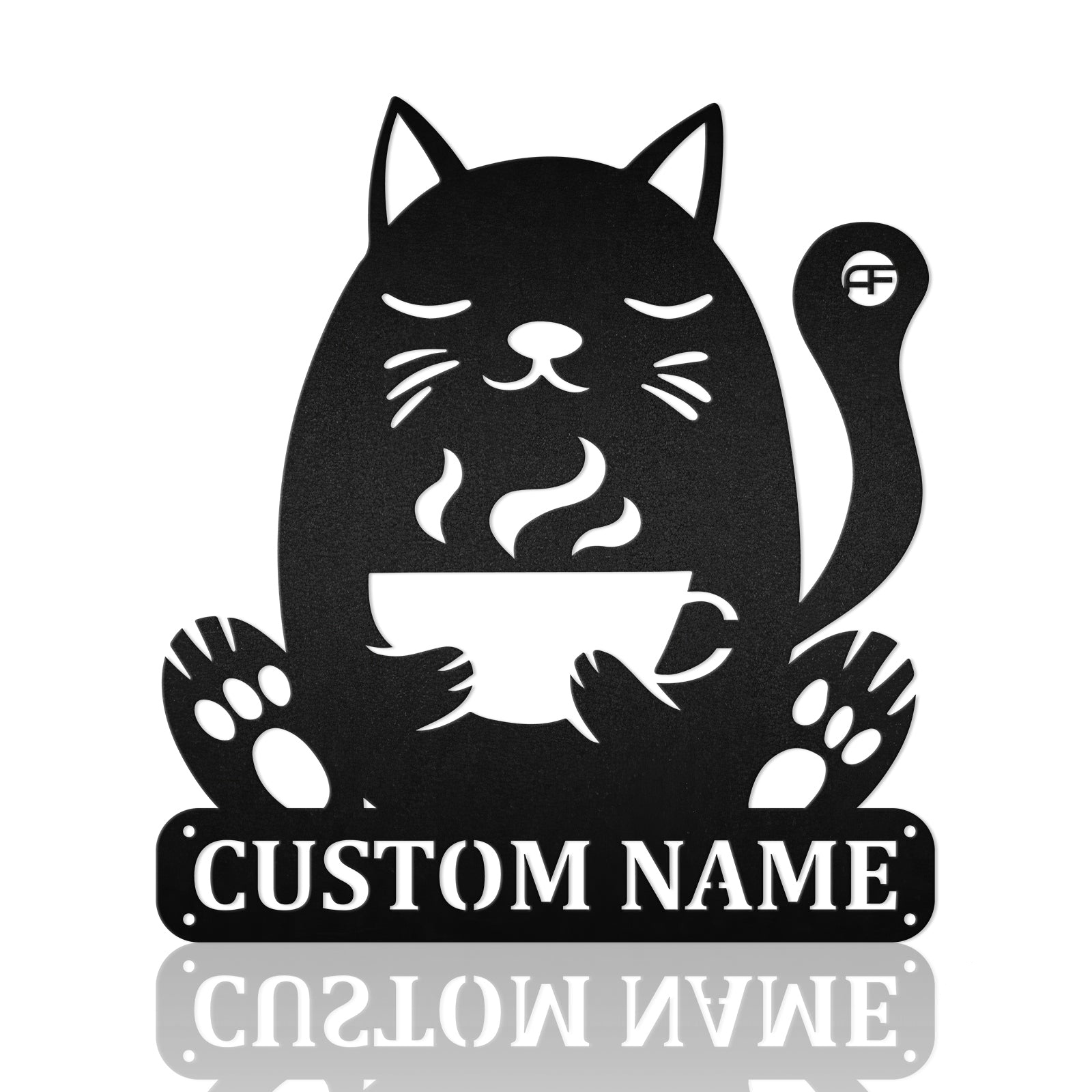 Coffee Cat Metal Wall Art