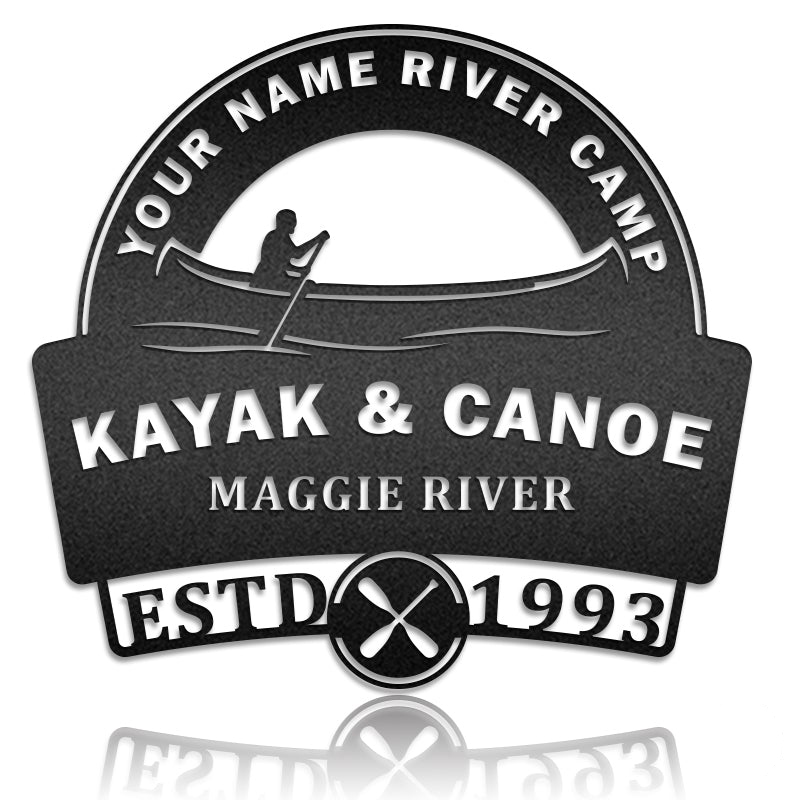 Kayak And Canoe Metal Art Sign