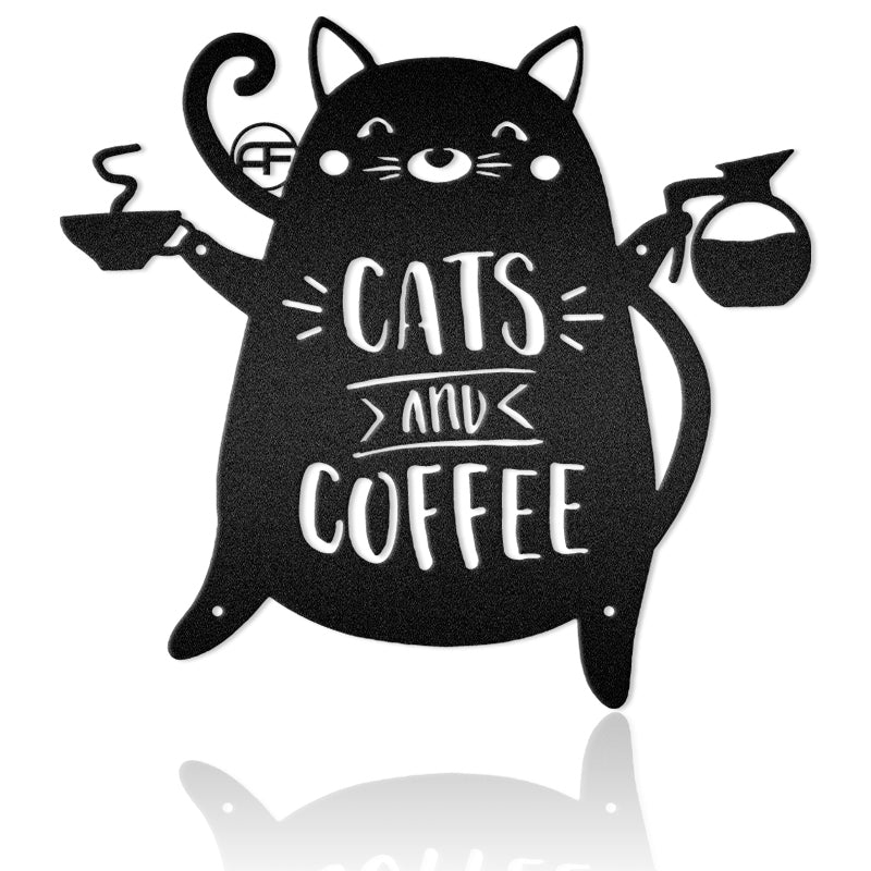 Cats And Coffee Metal Art Sign