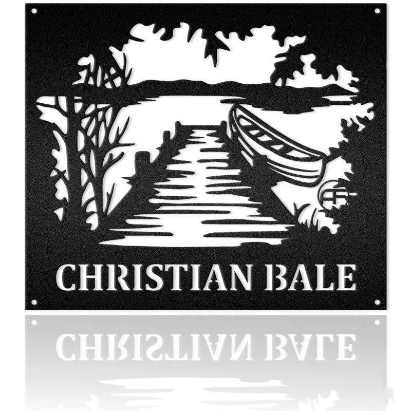 Kayak And Lake View Metal Art Sign