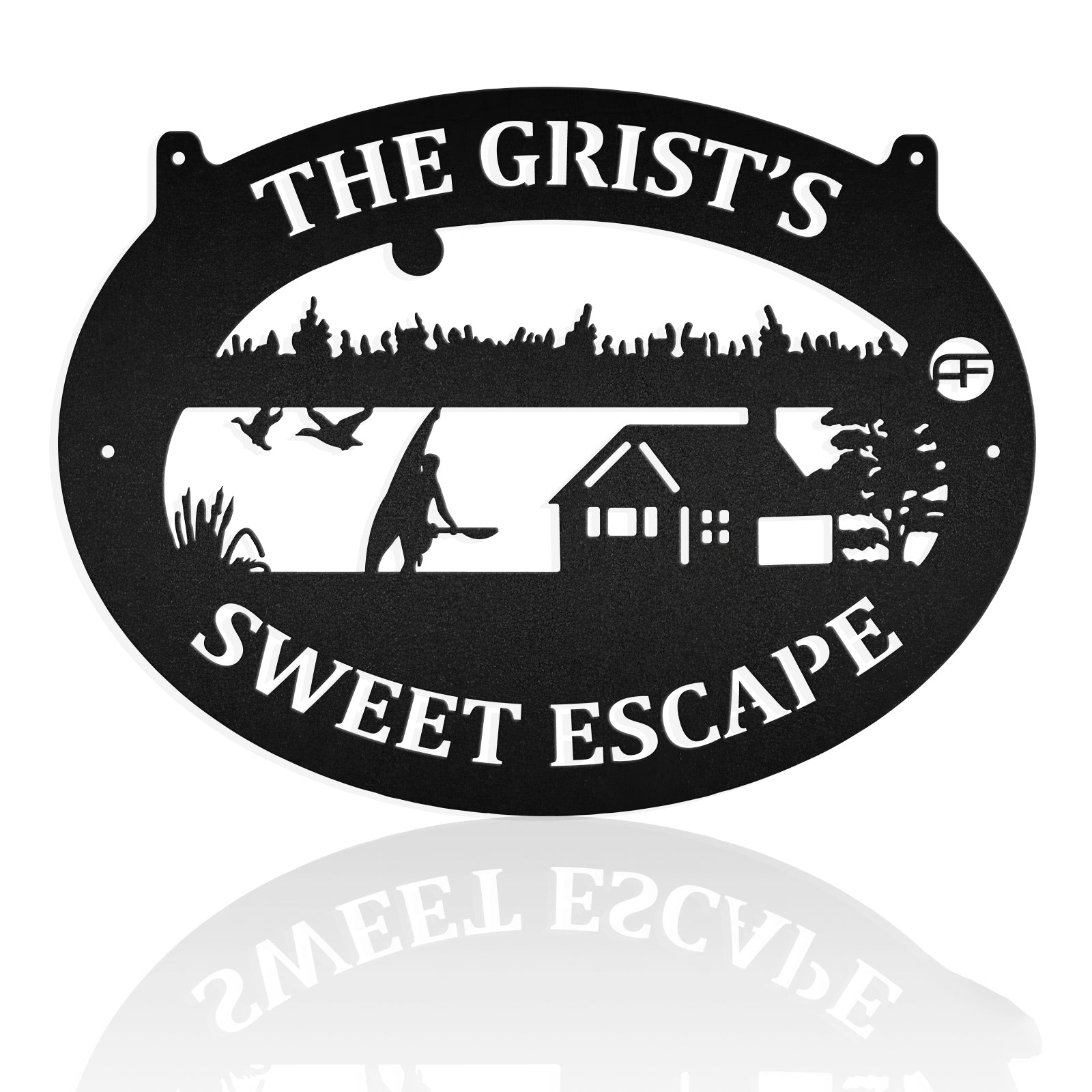 Kayak & Lake House Metal Art Sign