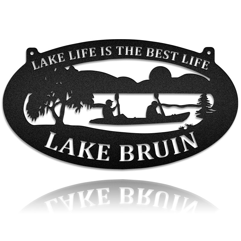 Kayak & Lake Views Metal Art Sign
