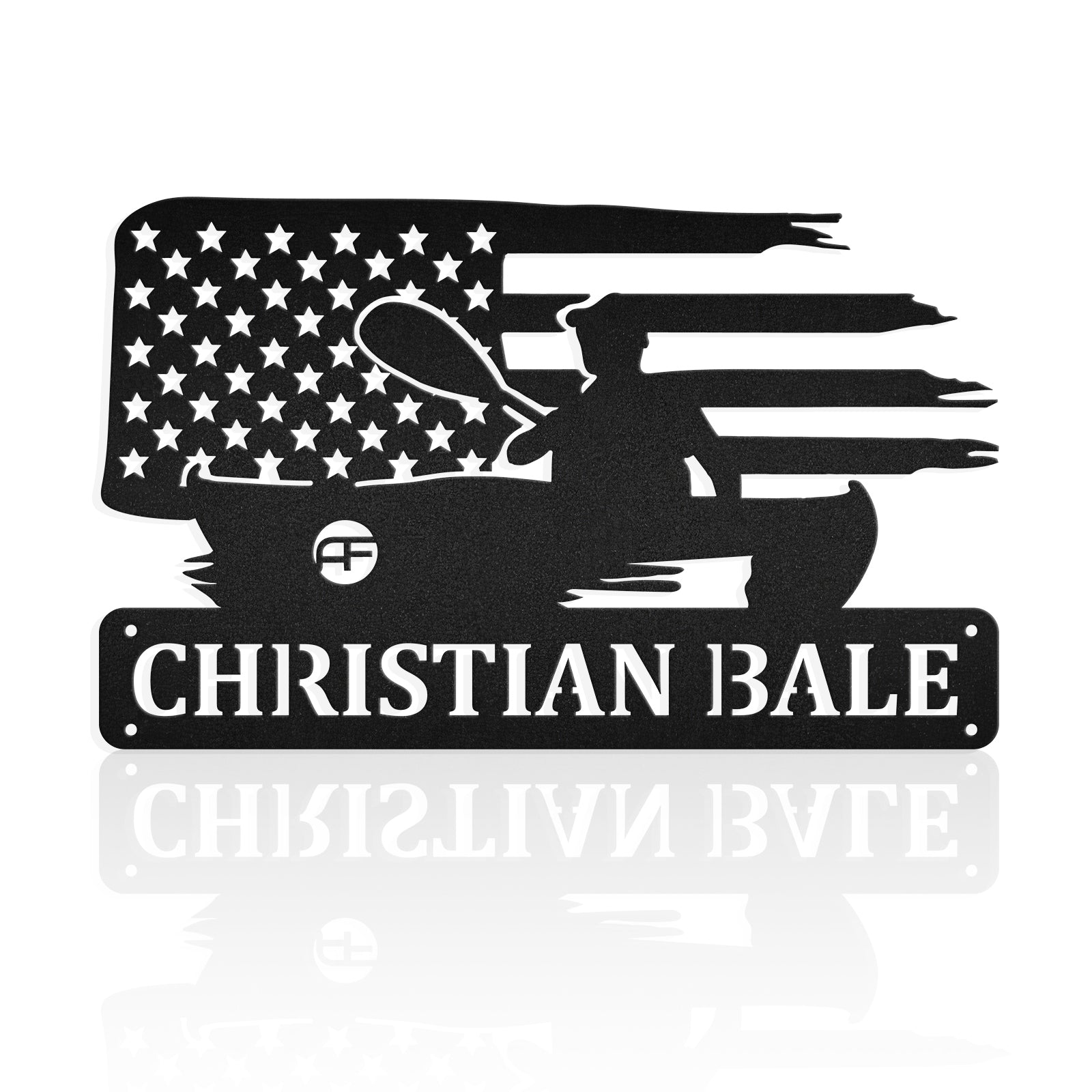 Kayaking, American Flag Metal Art Sign